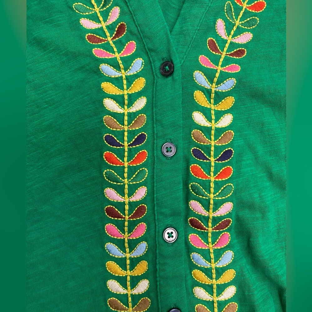 Boden Embroidered Detail Top Size US 12 Green - Picture 10 of 10